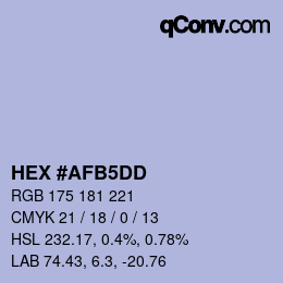 カラーコード: HEX #AFB5DD | qconv.com