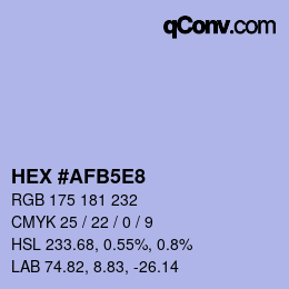 Farbcode: HEX #AFB5E8 | qconv.com