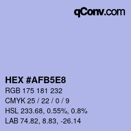 Código de color: HEX #AFB5E8 | qconv.com