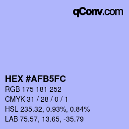 カラーコード: HEX #AFB5FC | qconv.com