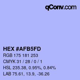 Color code: HEX #AFB5FD | qconv.com