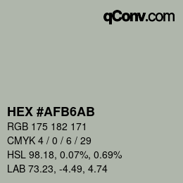 カラーコード: HEX #AFB6AB | qconv.com