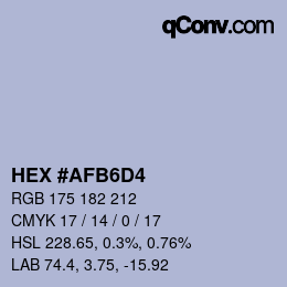 カラーコード: HEX #AFB6D4 | qconv.com