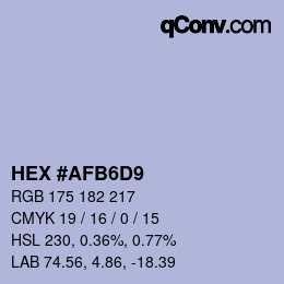 Color code: HEX #AFB6D9 | qconv.com