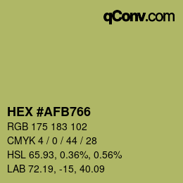 Color code: HEX #AFB766 | qconv.com