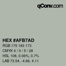 颜色代码: HEX #AFB7AD | qconv.com