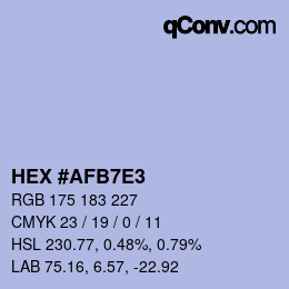 カラーコード: HEX #AFB7E3 | qconv.com