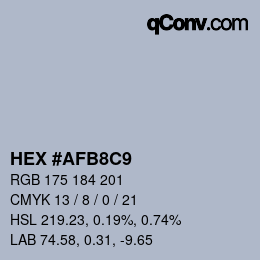 Farbcode: HEX #AFB8C9 | qconv.com