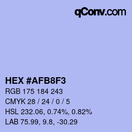 Color code: HEX #AFB8F3 | qconv.com