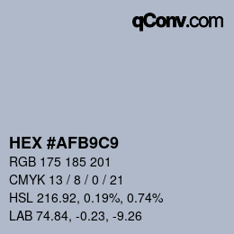 カラーコード: HEX #AFB9C9 | qconv.com