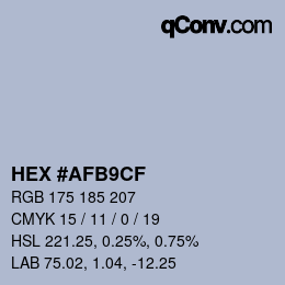 カラーコード: HEX #AFB9CF | qconv.com