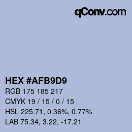 Color code: HEX #AFB9D9 | qconv.com