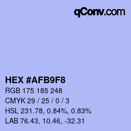Color code: HEX #AFB9F8 | qconv.com
