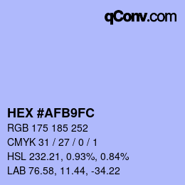 Color code: HEX #AFB9FC | qconv.com
