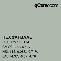 Color code: HEX #AFBAAE | qconv.com
