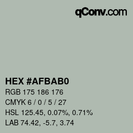 カラーコード: HEX #AFBAB0 | qconv.com