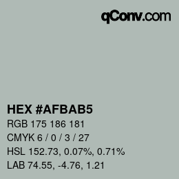 Color code: HEX #AFBAB5 | qconv.com