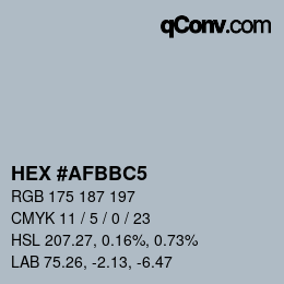 Color code: HEX #AFBBC5 | qconv.com