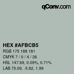 カラーコード: HEX #AFBCB5 | qconv.com