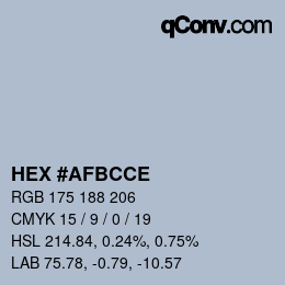 Color code: HEX #AFBCCE | qconv.com