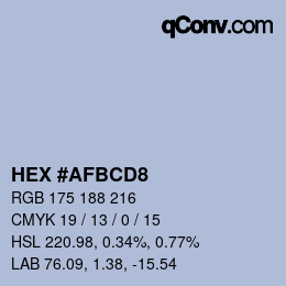 Color code: HEX #AFBCD8 | qconv.com