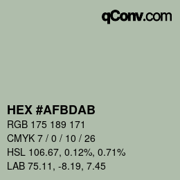 Color code: HEX #AFBDAB | qconv.com