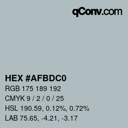 颜色代码: HEX #AFBDC0 | qconv.com
