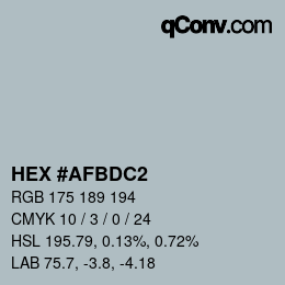 Color code: HEX #AFBDC2 | qconv.com