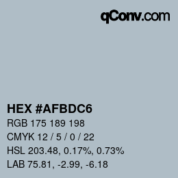 Color code: HEX #AFBDC6 | qconv.com
