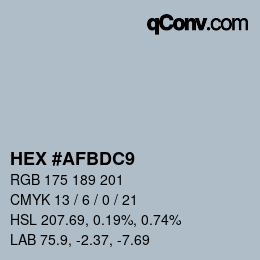 カラーコード: HEX #AFBDC9 | qconv.com