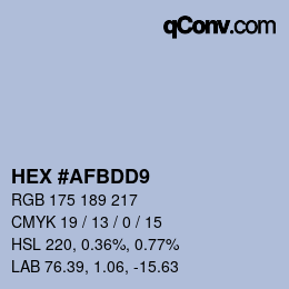 Color code: HEX #AFBDD9 | qconv.com
