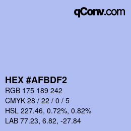 Color code: HEX #AFBDF2 | qconv.com