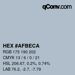 カラーコード: HEX #AFBECA | qconv.com