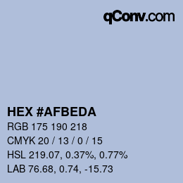 Color code: HEX #AFBEDA | qconv.com