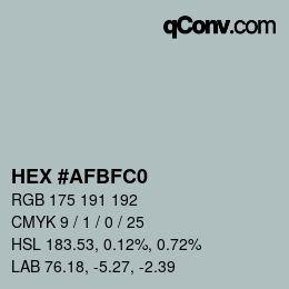 カラーコード: HEX #AFBFC0 | qconv.com