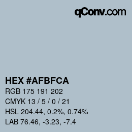 Farbcode: HEX #AFBFCA | qconv.com