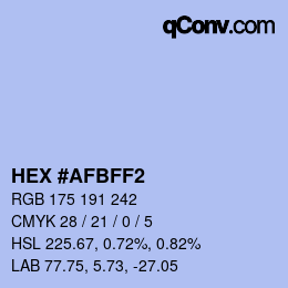 Color code: HEX #AFBFF2 | qconv.com