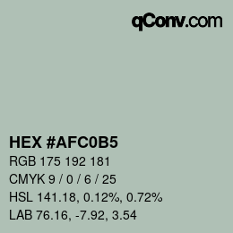 颜色代码: HEX #AFC0B5 | qconv.com
