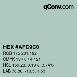 Color code: HEX #AFC9C0 | qconv.com