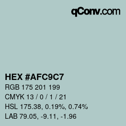 Color code: HEX #AFC9C7 | qconv.com