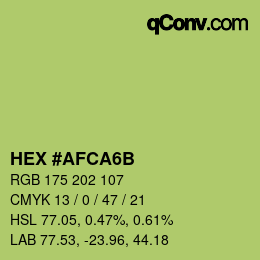 カラーコード: HEX #AFCA6B | qconv.com