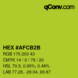 Color code: HEX #AFCB2B | qconv.com