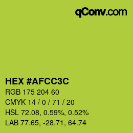 Color code: HEX #AFCC3C | qconv.com