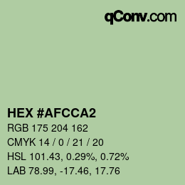 カラーコード: HEX #AFCCA2 | qconv.com