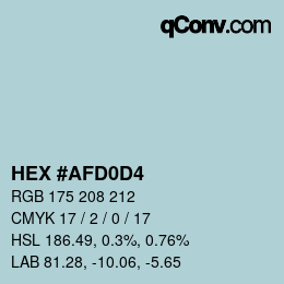 カラーコード: HEX #AFD0D4 | qconv.com