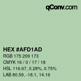 Color code: HEX #AFD1AD | qconv.com