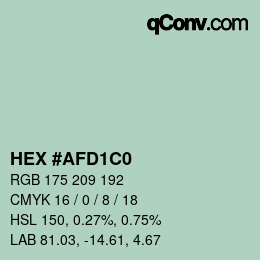 カラーコード: HEX #AFD1C0 | qconv.com