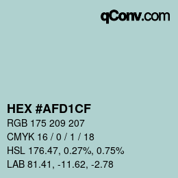 Color code: HEX #AFD1CF | qconv.com