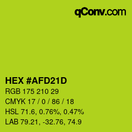 Color code: HEX #AFD21D | qconv.com