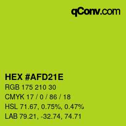 Color code: HEX #AFD21E | qconv.com